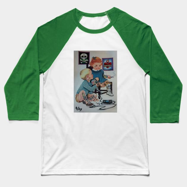 Tattoo your friends Baseball T-Shirt by Toby Sasquatch